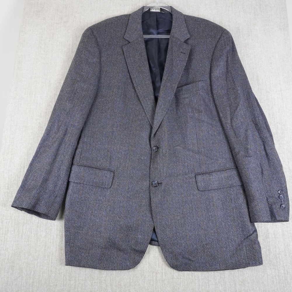 Jos A Bank Mens Blazer Wool Silk Sport Coat 46L Herringbone 2 Button Single Vent